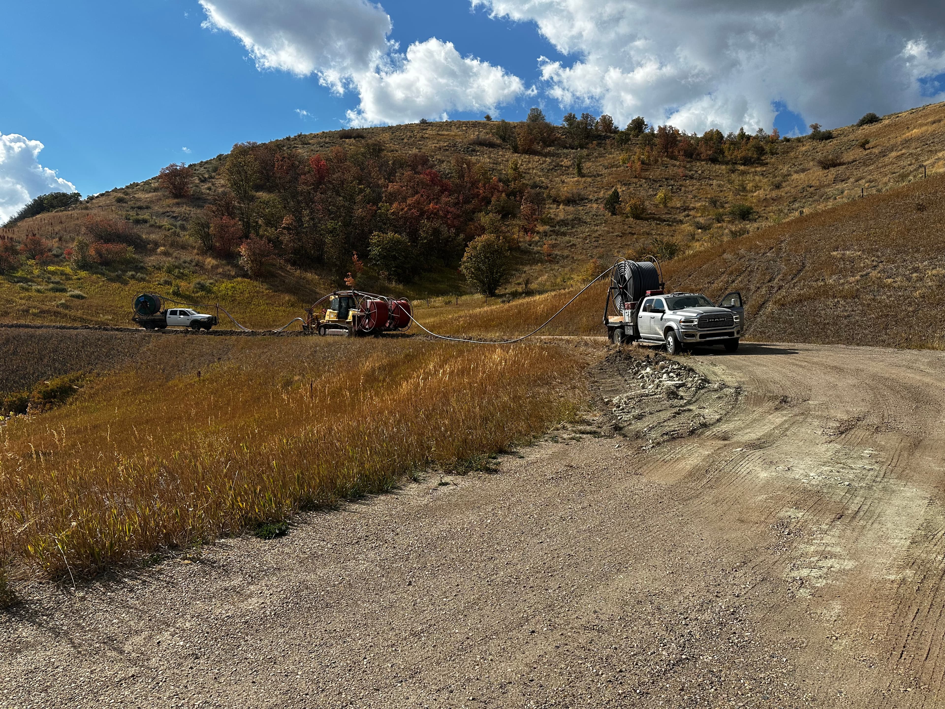 Fiber optic conduit installation in progress